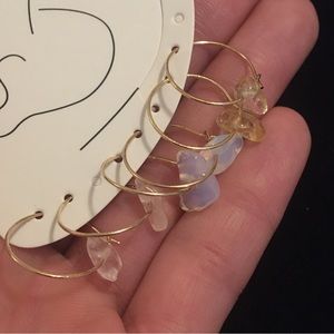 Mini Natural Gemstone Tiny Hoop Earrings